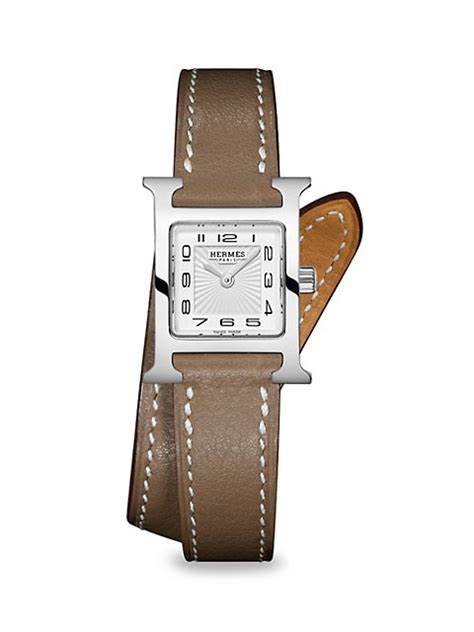 Heure H 21MM Stainless Steel, Diamond & Leather Strap Watch